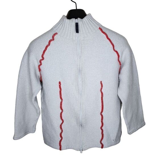 Vintage 90s AJ Armani Jeans Long Sleeve Full Zip Cardigan Sweater Womens Size L - Picture 1 of 7